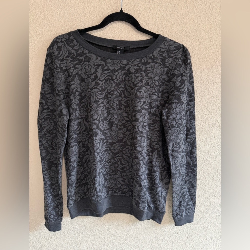 Forever 21 Charcoal Floral Knit Top